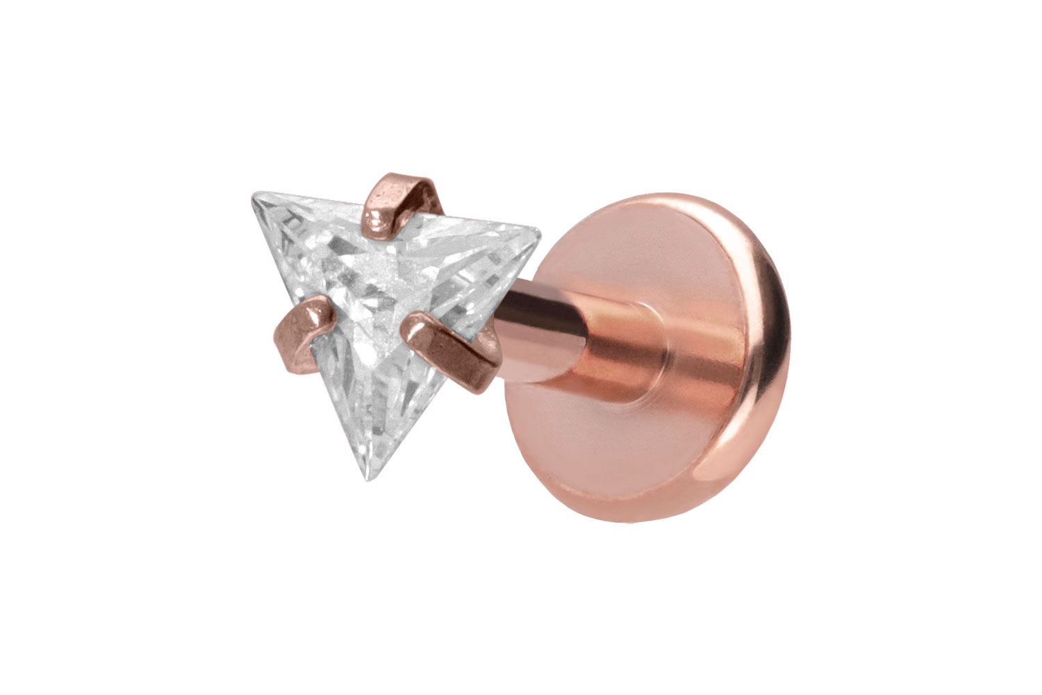 Titan Labret Piercing mit Push Fit EINGEFASSTES KRISTALLDREIECK
